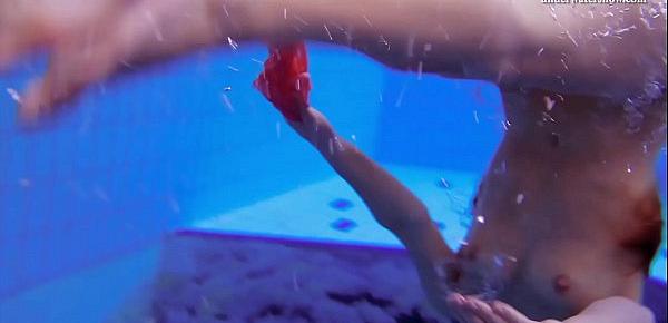  Katka Matrosova swimming naked alone in the pool